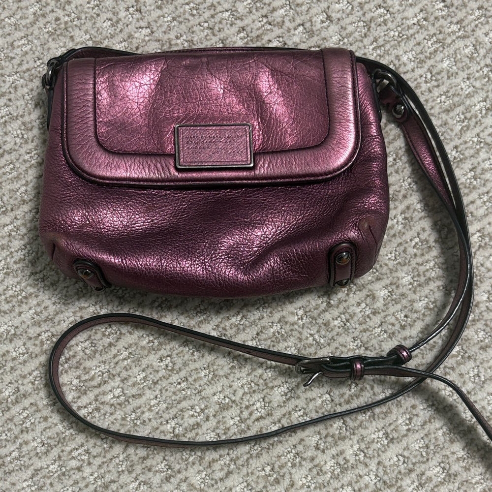 Marc by Marc Jacobs Metallic Plum Leather Crossbody Bag